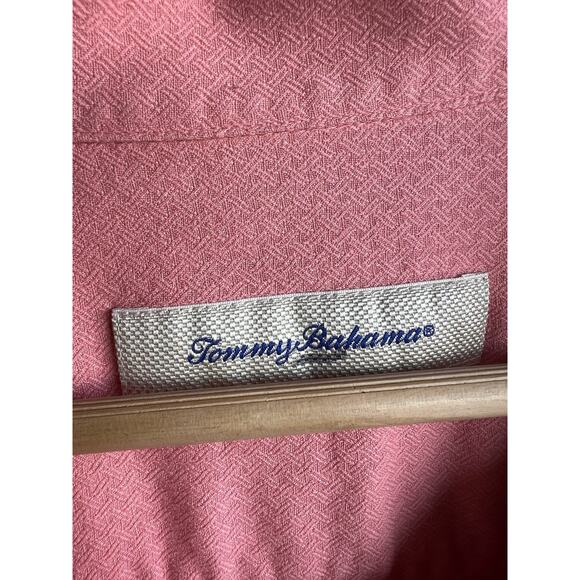 TOMMY BAHAMA Silk Blend Hawaiian Peach Coral Camp Shirt Men’s Size XXL - Picture 2 of 5